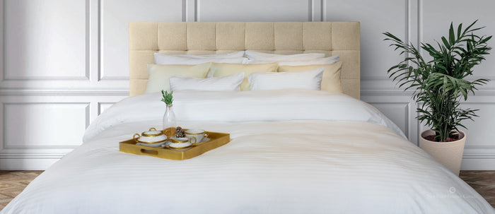 Luksus Collection - 50/50 Damask Stripe Flat Sheet | Northern Feather Canada