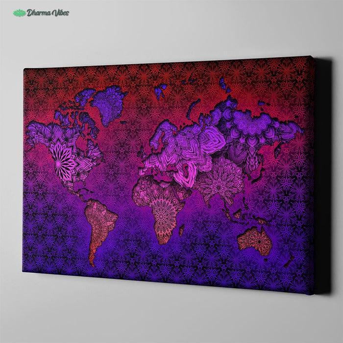 Mandala World Map by YantrArt Design 1-Piece Canvas