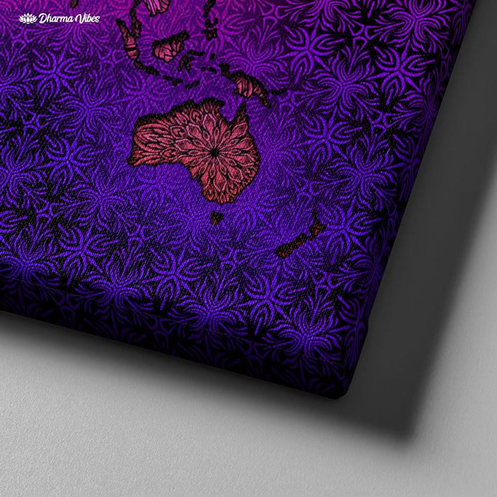 Mandala World Map by YantrArt Design 1-Piece Canvas