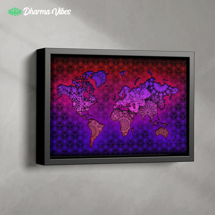 Mandala World Map by YantrArt Design 1-Piece Canvas