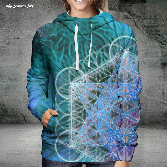 Metatron Blue by Yantrart Design Hoodie