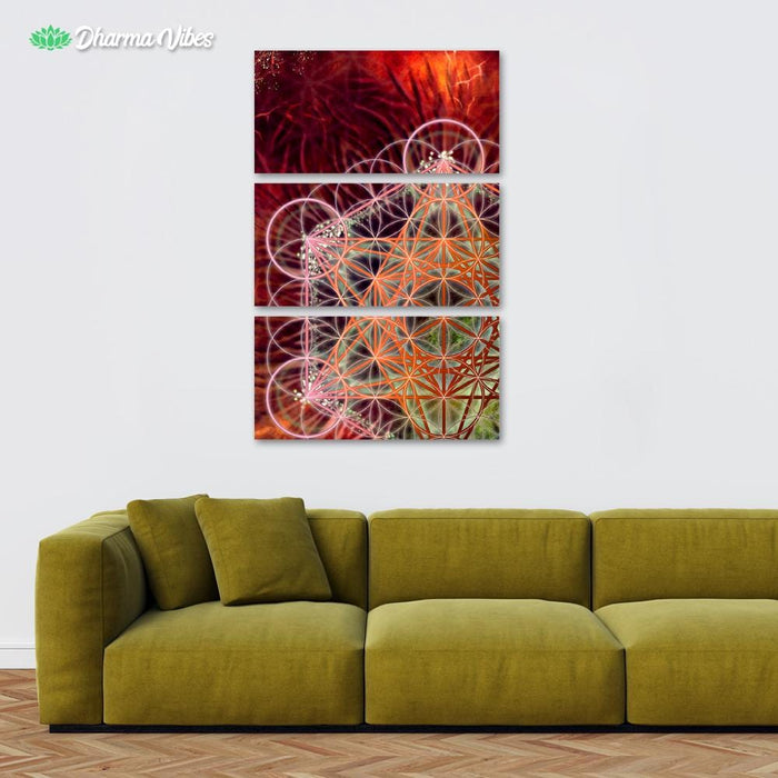 Metatrons - Red by YantrArt 3-Piece Canvas
