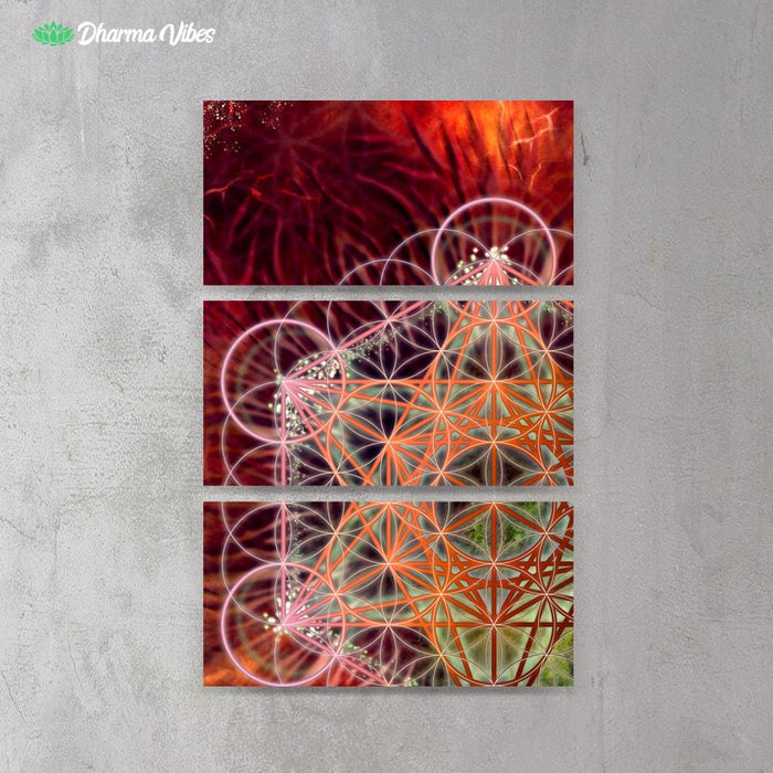 Metatrons - Red by YantrArt 3-Piece Canvas