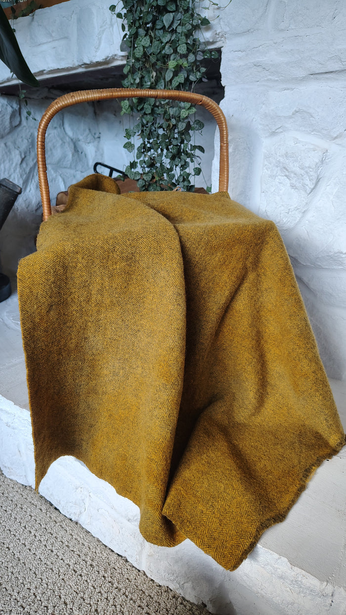 Mustard Hand Dyed Herringbone Wool