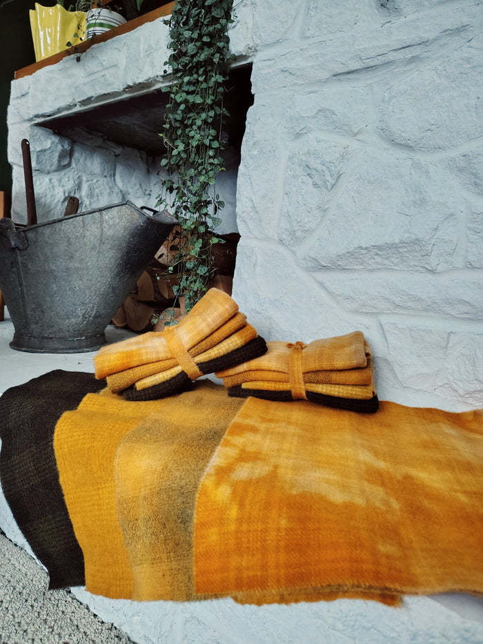 Mustard Hand Dyed Wool Fat Eighth Bundle