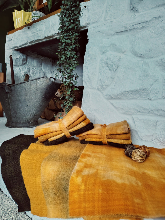 Mustard Hand Dyed Wool Fat Eighth Bundle