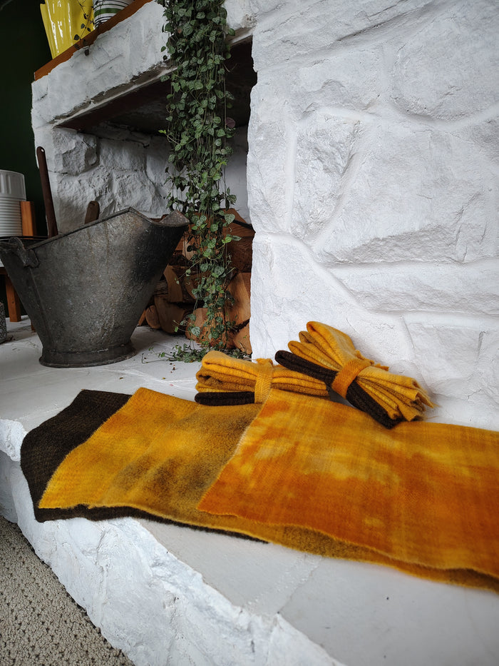 Mustard Hand Dyed Wool Fat Eighth Bundle