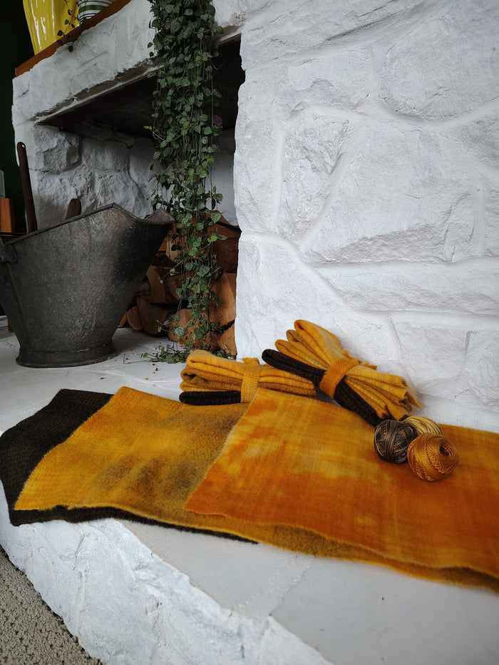 Mustard Hand Dyed Wool Fat Sixteenth Bundle