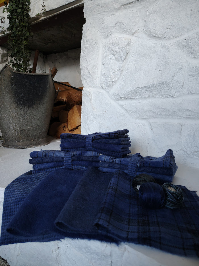 Navy Hand Dyed Wool Fat Sixteenth Bundle