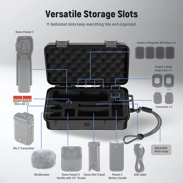 NEEWER AC022 Waterproof Hard Case features versatile storage slots.