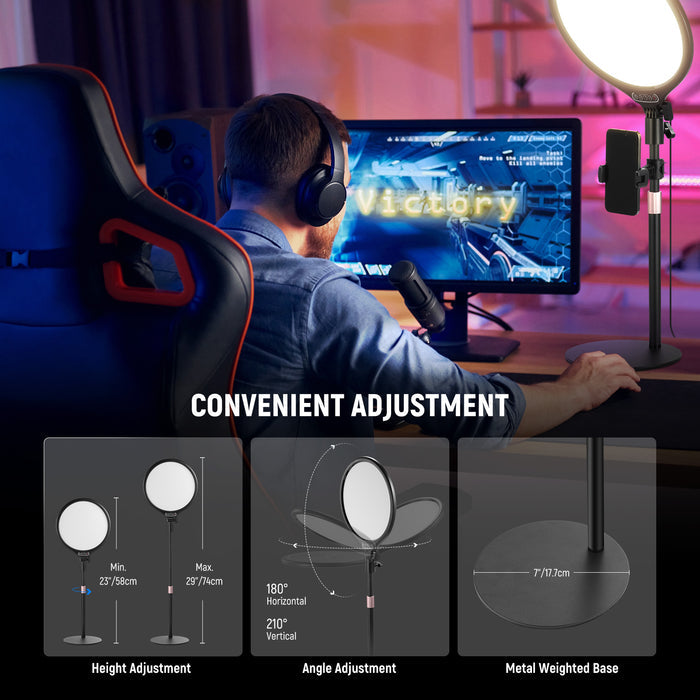 NEEWER R10 10.5" Desk Ring Light is convenient to adjust.