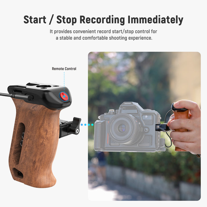 NEEWER CA123 Wooden Side Handle with Record Start/Stop Remote Trigger