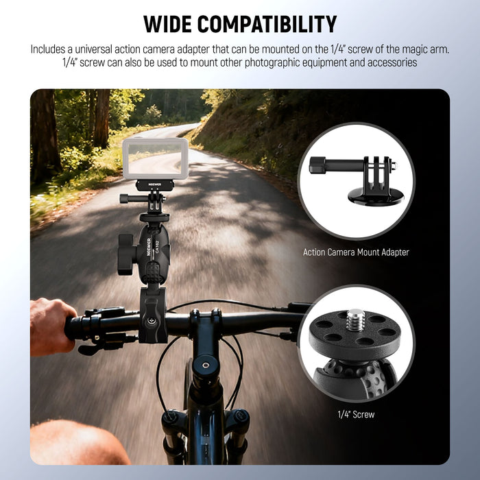 This bike handlebar mount accessory and attachment pack is widely compatible.