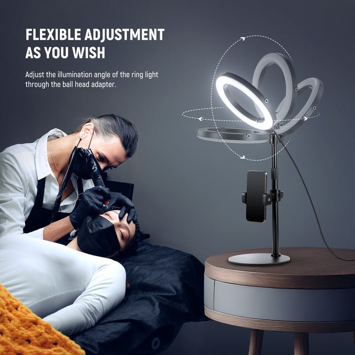 NEEWER RH8B Desk Ring Light with Stand is flexible for adjustment.