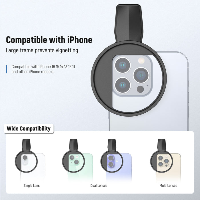 NEEWER LA007 67mm Phone Filter Clamp is compatible with iPhone