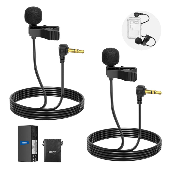 NEEWER LM5 2 Pack 3.5mm Mini TRS Lavalier Microphone
