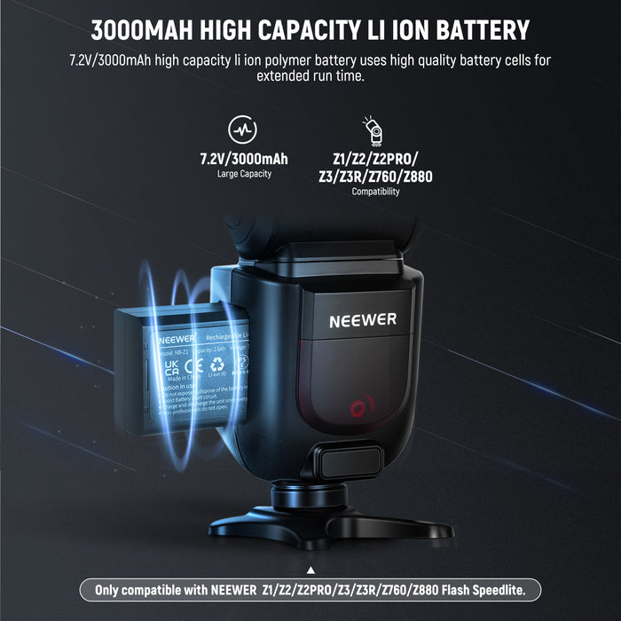 NEEWER NB-Z1 PRO 7.2V/3000mAh Replacement Li ion Battery for Flash Speedlite