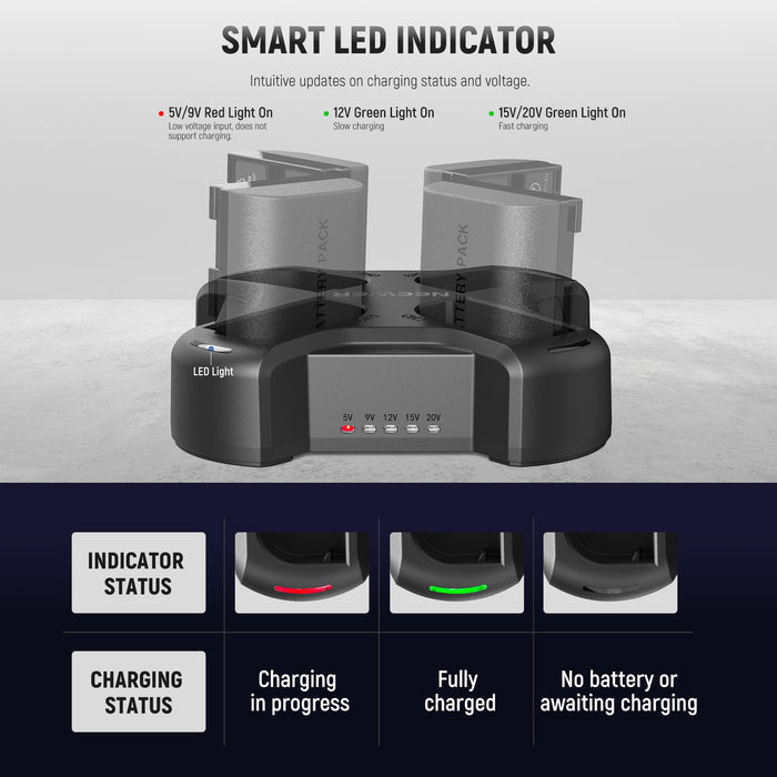 NEEWER NW-P4 LP-E6 Battery Charger with PD 45W Fast Charging