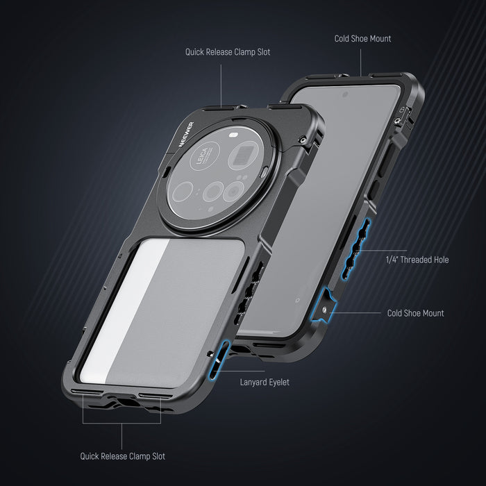 NEEWER PA091 Phone Cage features  with 1/4" threads and cold shoe mounts