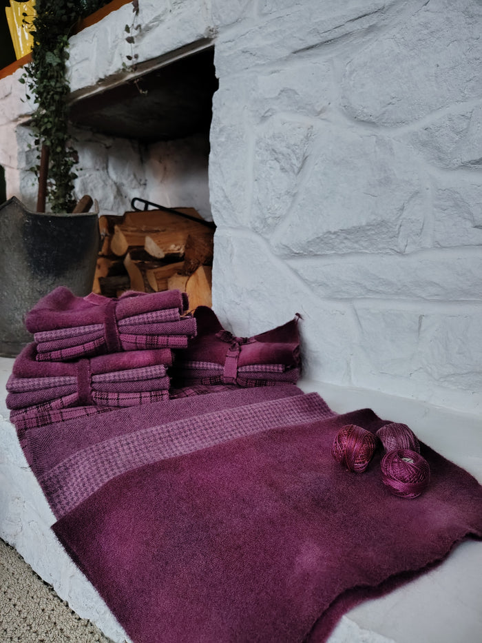 Plum Hand Dyed Wool Fat Eighth Bundle