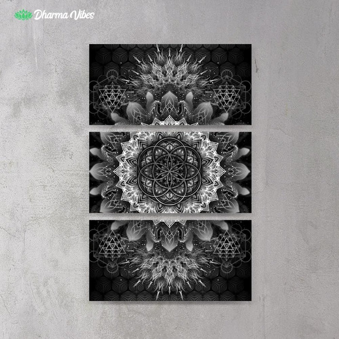 Raising - Black by YantrArt 3-Piece Canvas