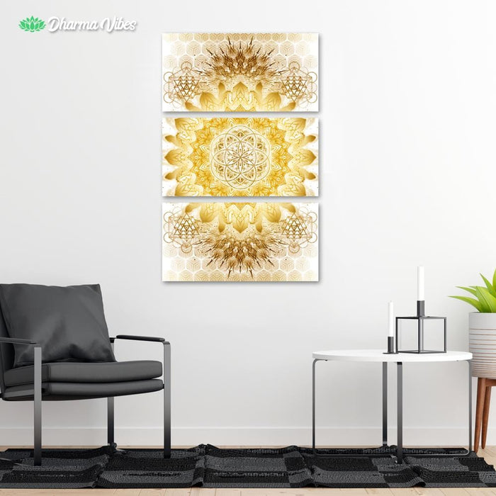 Raising - Clear Gold by YantrArt 3-Piece Canvas