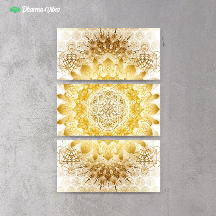 Raising - Clear Gold by YantrArt 3-Piece Canvas