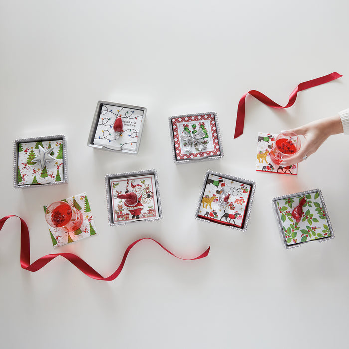 Red Cardinal Beaded Napkin Box Set