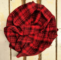 RED Hand Dyed Plaid Wool (Medium)