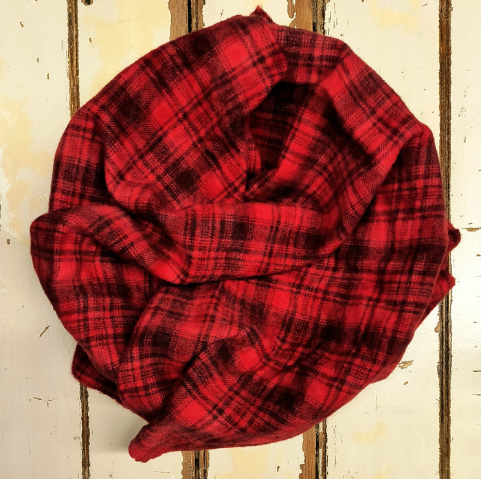 RED Hand Dyed Plaid Wool (Medium)