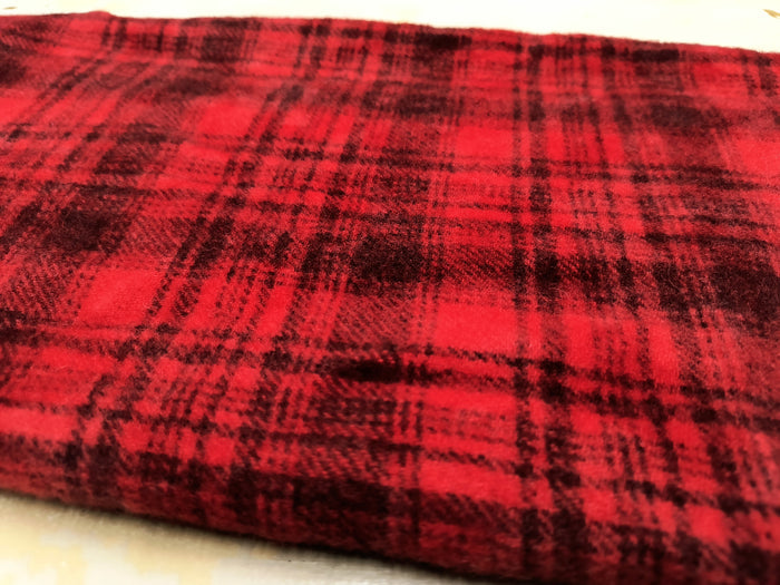 RED Hand Dyed Plaid Wool (Medium)