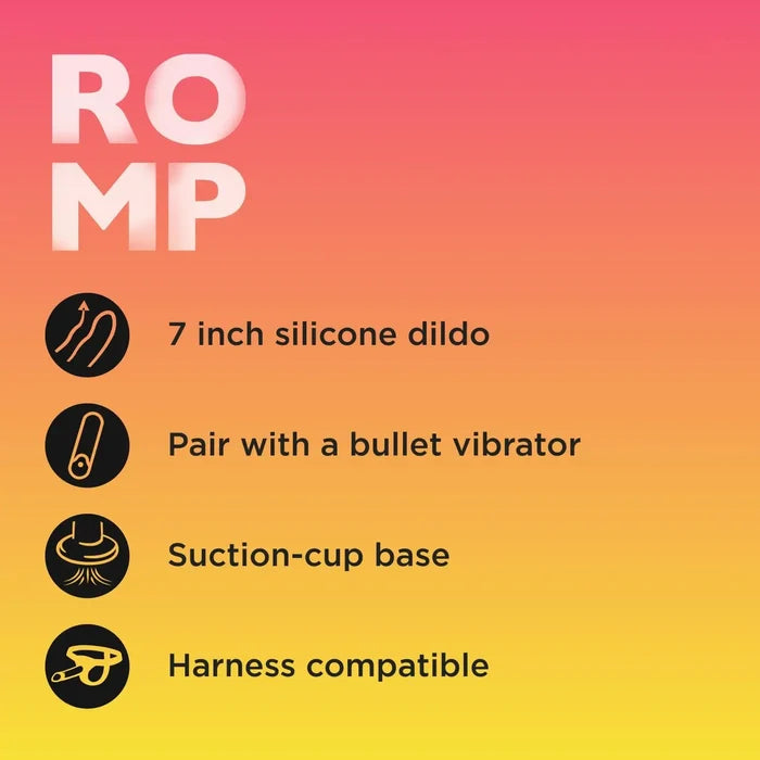 ROMP™ Dizi Curved Silicone Dildo - 7 Inch G-Spot & P-Spot Stimulator Multicolor