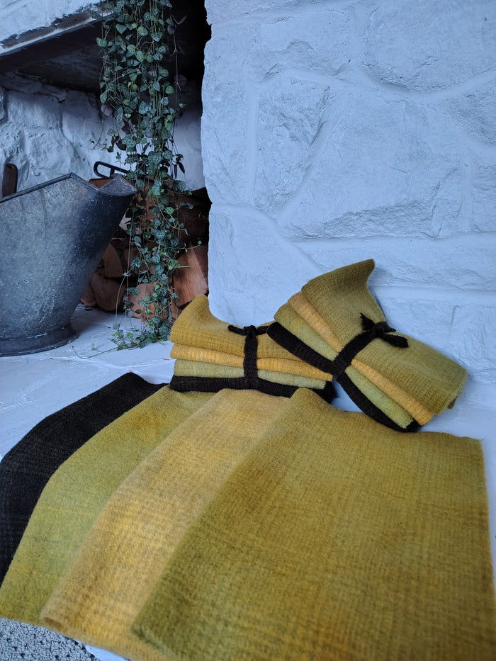 Saffron Hand Dyed Wool Fat Eighth Bundle