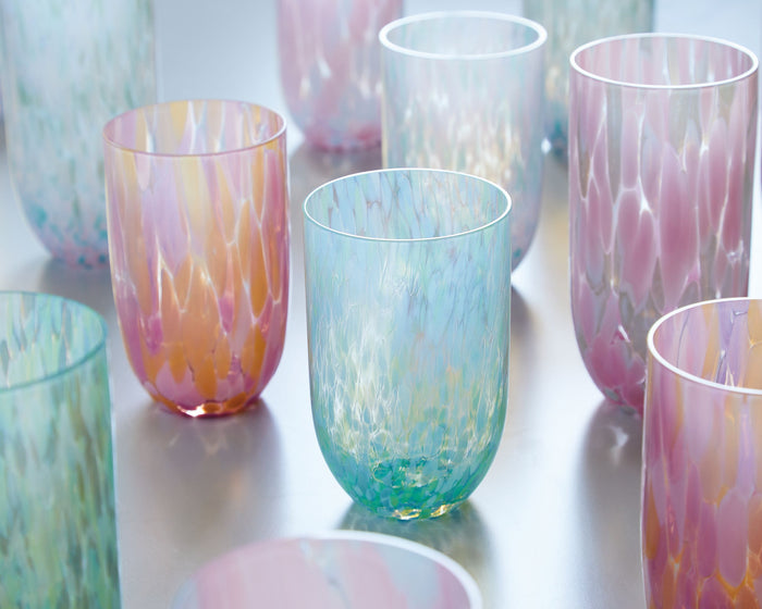 Sip Sip Rosa and Aqua Confetti Drinking Glass