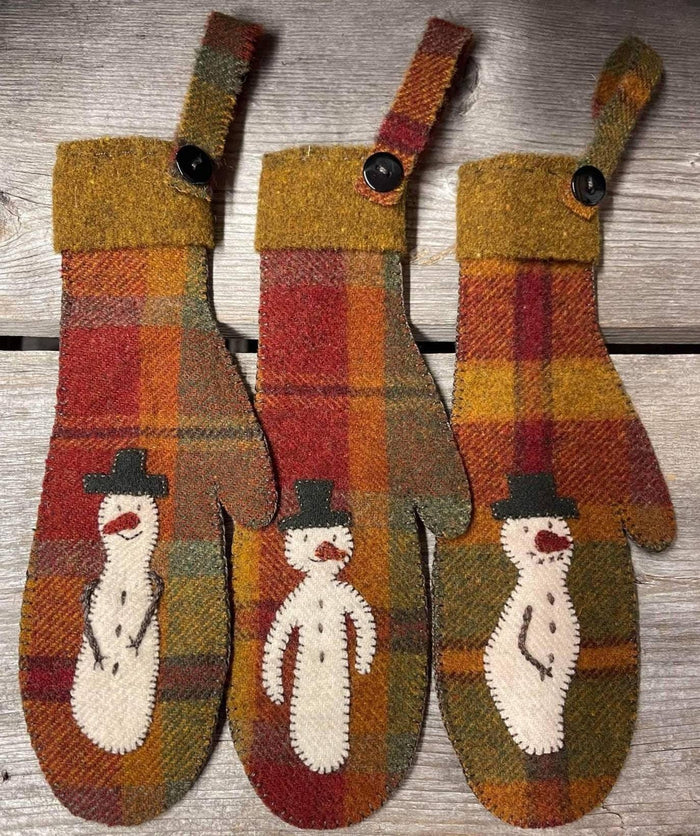 SNOWMEN MITTENS - Set of 3 Paper Pattern - All About Ewe Wool Shop