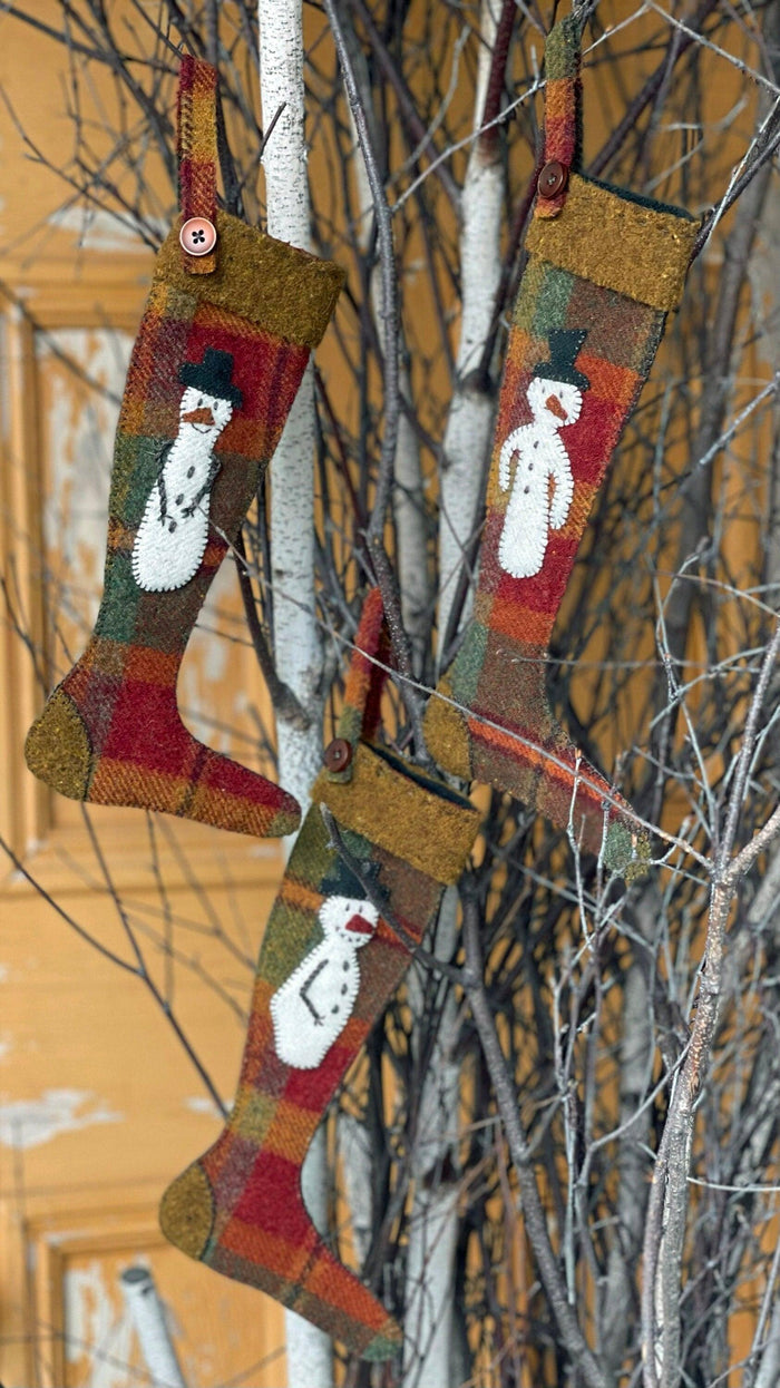 SNOWMEN STOCKINGS - Set of 3 Paper Pattern - All About Ewe Wool Shop