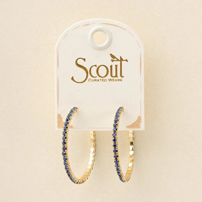 Sparkle & Shine Rhinestone Hoop Earrings - Montana Blue/Gold