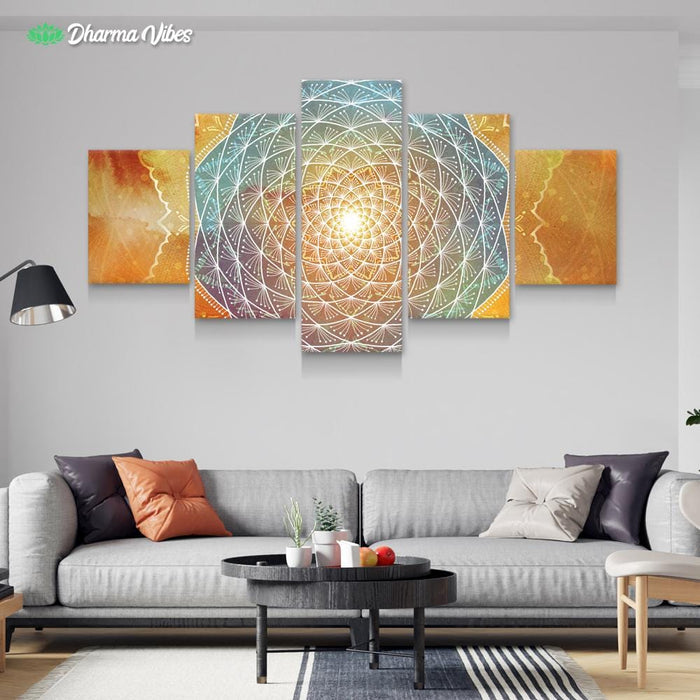 Starlight Warm Mandala by McAshe 5-Piece Canvas