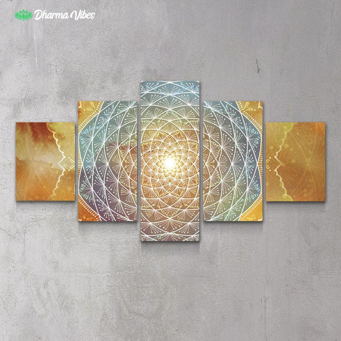 Starlight Warm Mandala by McAshe 5-Piece Canvas