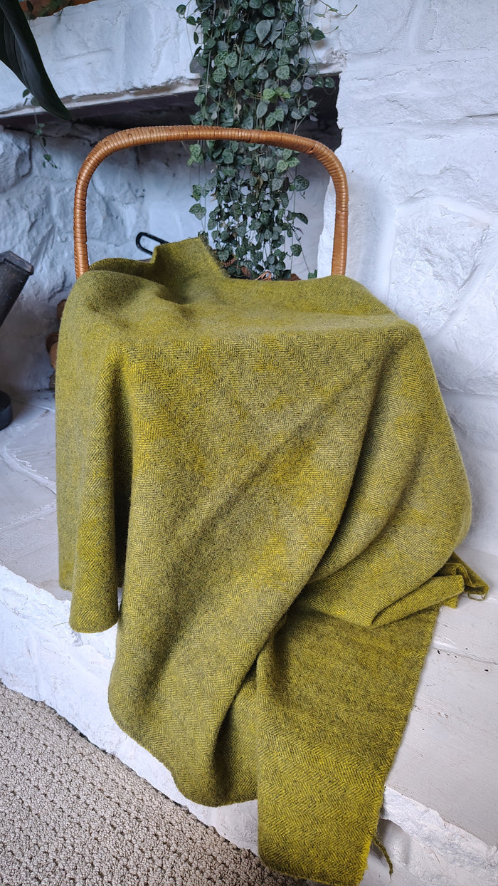 Sun Yellow Hand Dyed Herringbone Wool