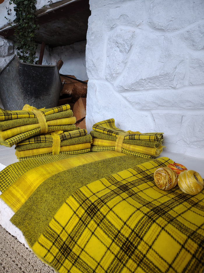Sun Yellow Hand Dyed Wool Fat Eighth Bundle