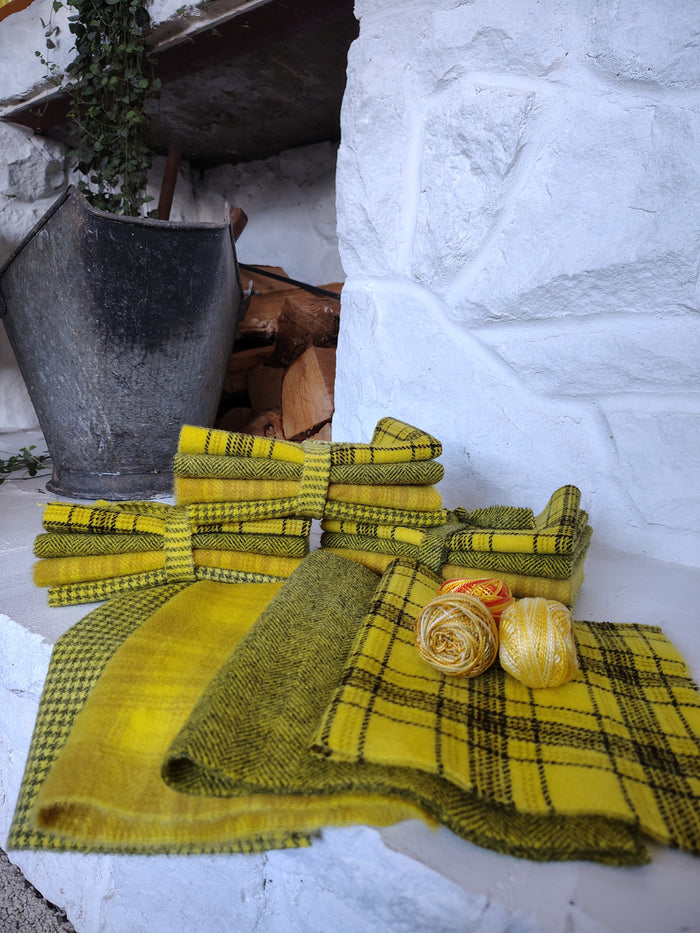 Sun Yellow Hand Dyed Wool Fat Sixteenth Bundle