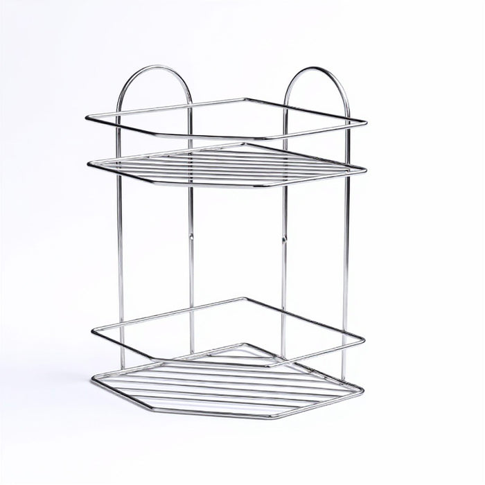 SUS304 Stainless Steel Corner Shower Caddy, 2 Tier with Rail