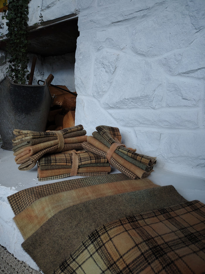 Tan Hand Dyed Wool Fat Eighth Bundle