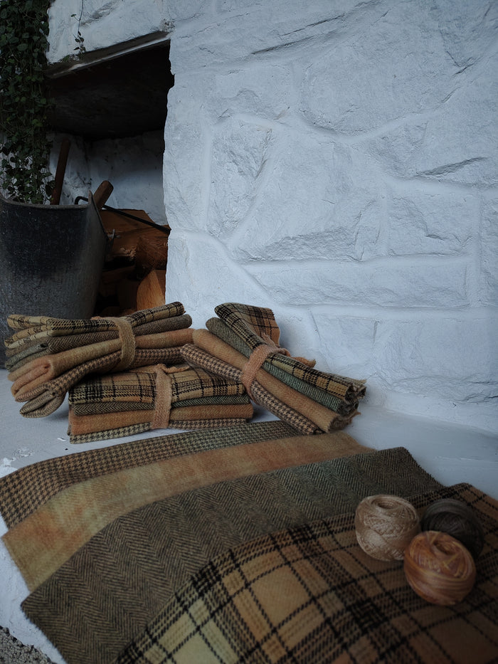 Tan Hand Dyed Wool Fat Eighth Bundle