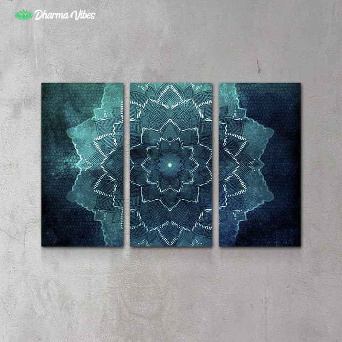 Teal Flower by McAshe 3-Piece Canvas