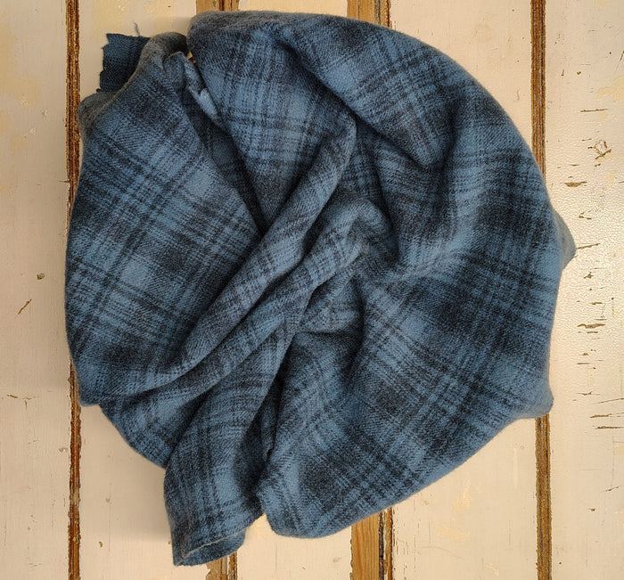 Teal Hand Dyed Plaid Wool (Medium)