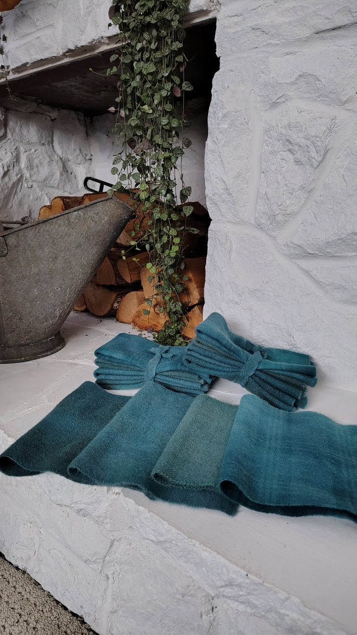 Teal Hand Dyed Wool Fat Sixteenth Bundle