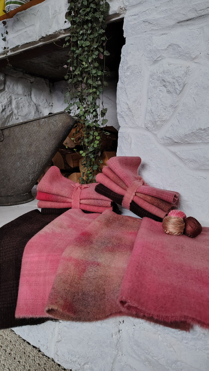 Terra Cotta Hand Dyed Wool Fat Eighth Bundle