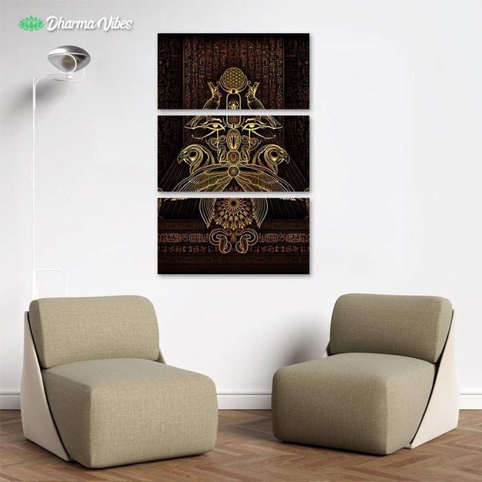 The Auspices of Horus - Golden by YantrArt 3-Piece Canvas